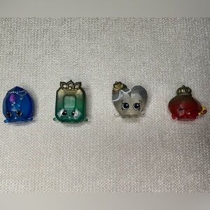 Shopkins Crystal Glitz Gem Lot (4) – Blue Green Red Silver – Rare Sparkle